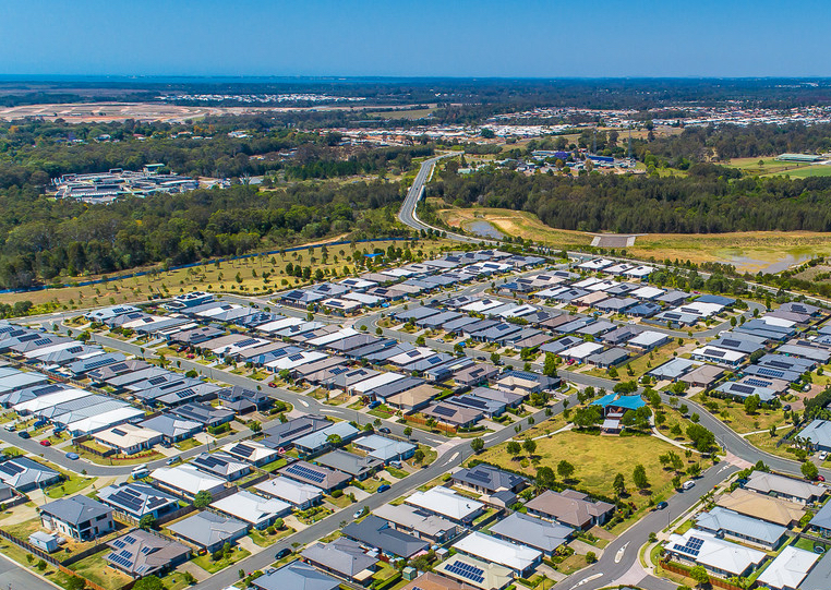 Aerial view of Moreton Bay land subdivision